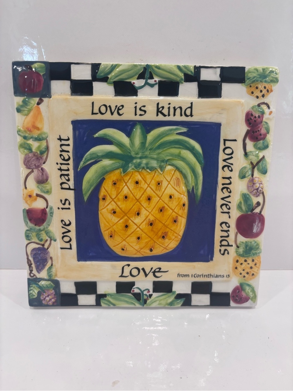 Carla Groce Pineapple Ceramic Trivet Hot Plate – Love Is Patient Love Is Kind